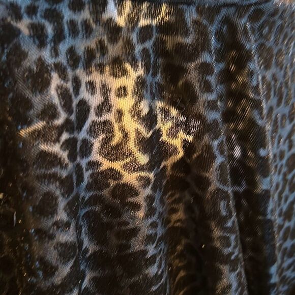 Likely XS/S Long Sleeve Ruched Bodycon Mini Dress Black Velvet Cheetah Burnout - Picture 5 of 12